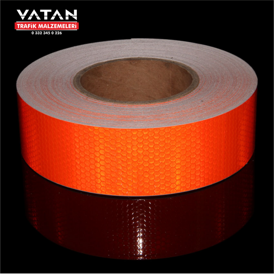 KIRMIZI PETEKLİ REFLEKTİF BANT 5 cm X 50 Metre